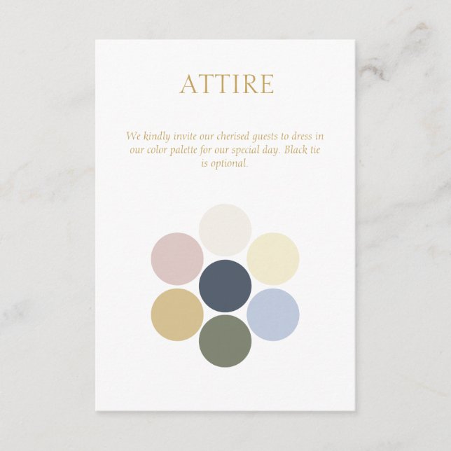 Colour Dot Wedding Attire Dress Code Enclosure Car Card (Front)