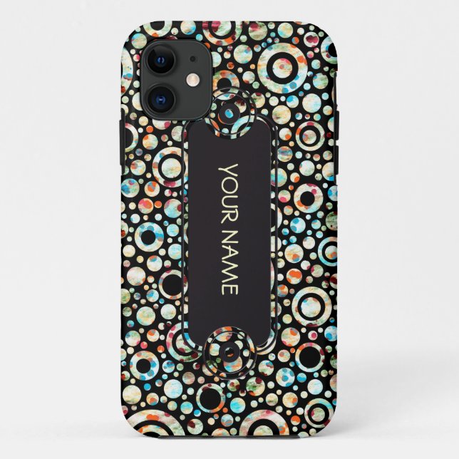 Colour Dots & Circle Pattern + your text & backgr. Case-Mate iPhone Case (Back)