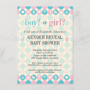 Colour Dots Gender Reveal Baby Shower Invitation