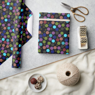 Colour dots printed all over wrapping paper