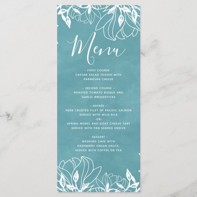 Colour Editable Background Watercolor Wedding Menu (Front)