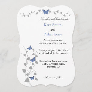 Colour Editable Butterfly Wedding Invitation