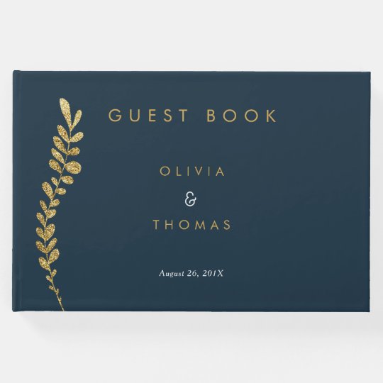 Colour Editable Faux Gold Leaf Wedding Guest Book