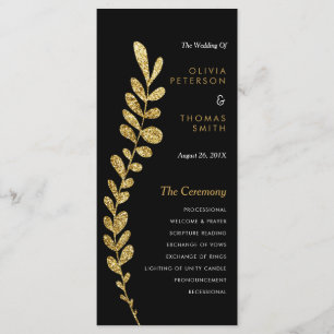 Colour Editable Faux Gold Leaf Wedding Progam Programme