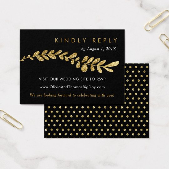 Colour Editable Faux Gold Leaf Wedding RSVP Card