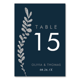Colour Editable Faux Silver Leaf Table Number Card