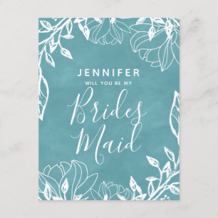 Colour Editable Floral Will You Be My Bridesmaid Invitation