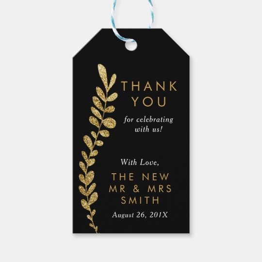 Colour Editable Gold Leaf Thank You Favour Tag