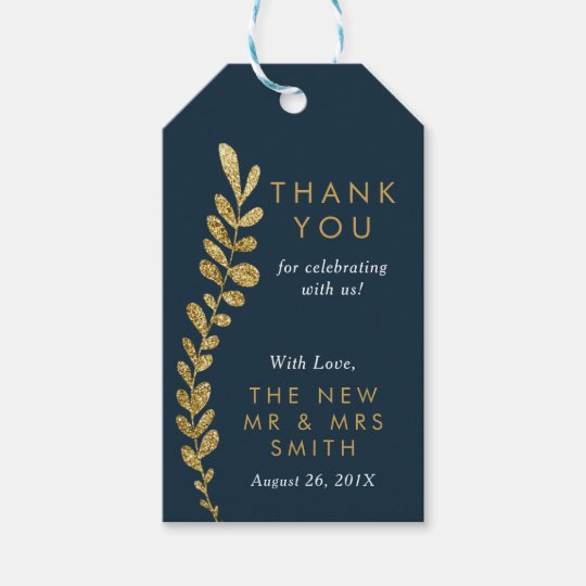 Colour Editable Gold Leaf Thank You Favour Tag