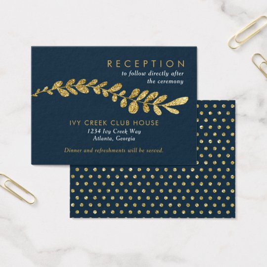Colour Editable Gold Leaf Wedding Reception Card
