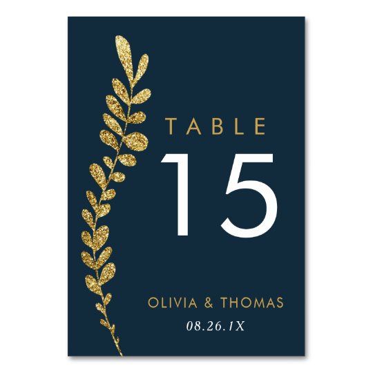 Colour Editable Gold Leaf Wedding Table Number