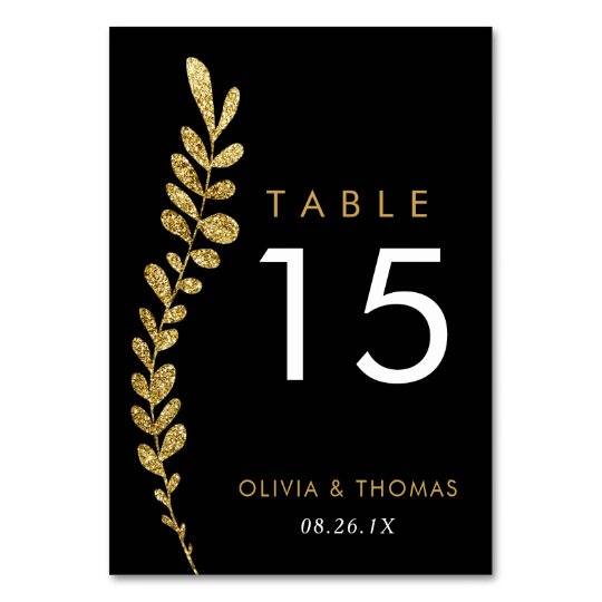 Colour Editable Gold Leaf Wedding Table Number