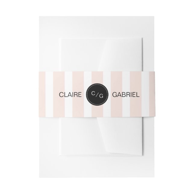 Colour editable minimalist modern wedding monogram invitation belly band (Front Example)