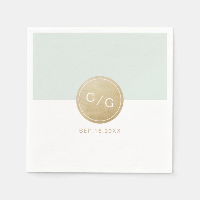 Colour editable minimalist modern wedding monogram napkin (Front)