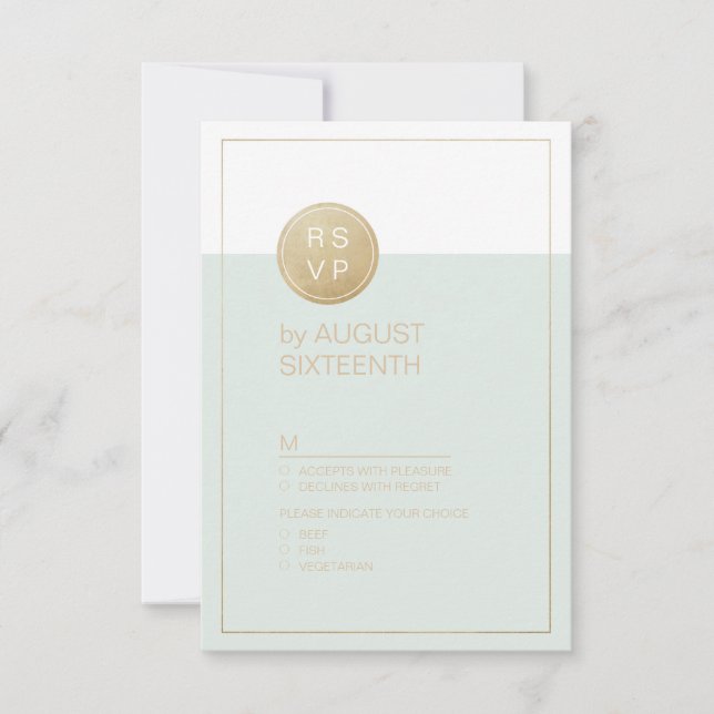 Colour editable minimalist modern wedding RSVP Card (Front)