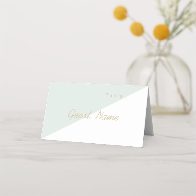 Colour editable mint minimalist modern place cards (Front)