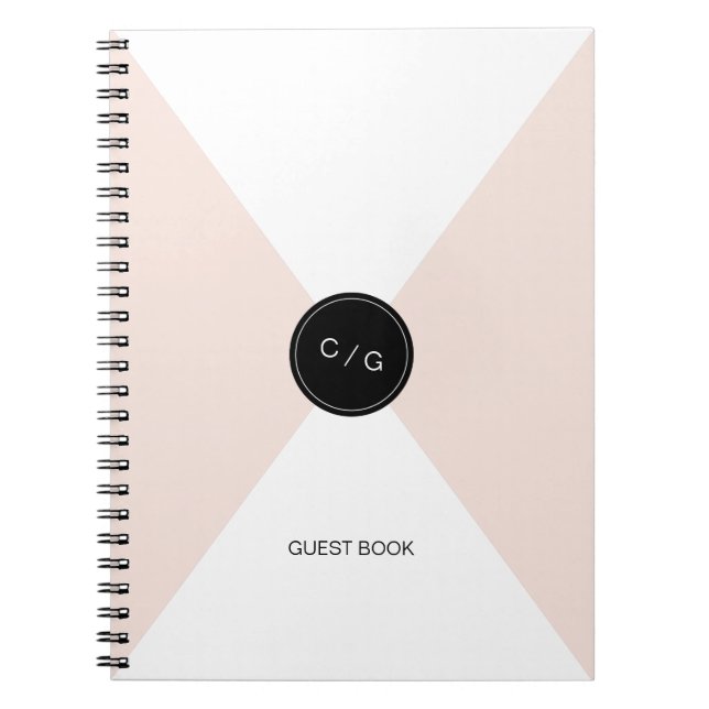 Colour editable monogram modern wedding guest book (Front)
