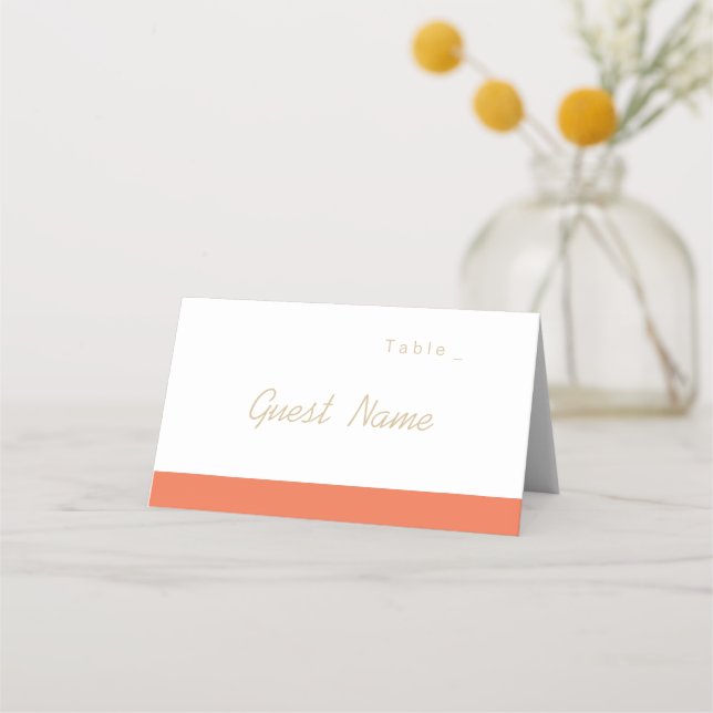 Colour editable orange modern place cards (Front)