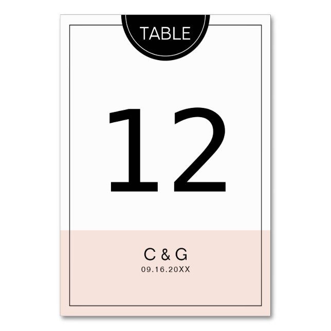 Colour editable pink modern minimalist table numbe table number (Front)