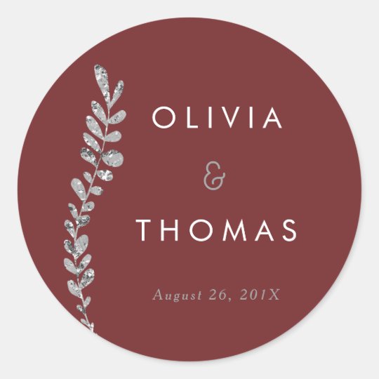 Colour Editable Silver Leaf Sticker, Favour Classic Round Sticker