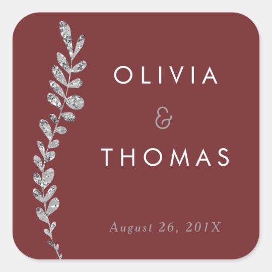 Colour Editable Silver Leaf Sticker, Favour Square Sticker