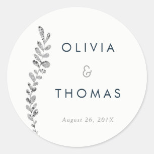 Colour Editable Silver Leaf Sticker, Favour Sticke Classic Round Sticker
