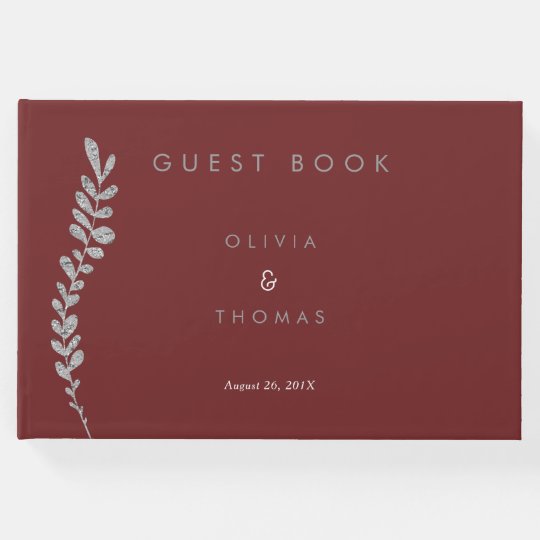 Colour Editable Silver Leaf Wedding Guest Book