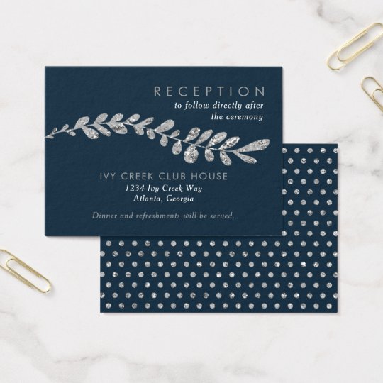 Colour Editable Silver Leaf Wedding Reception Card