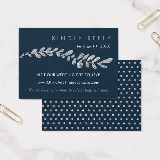Colour Editable Silver Leaf Wedding RSVP Card