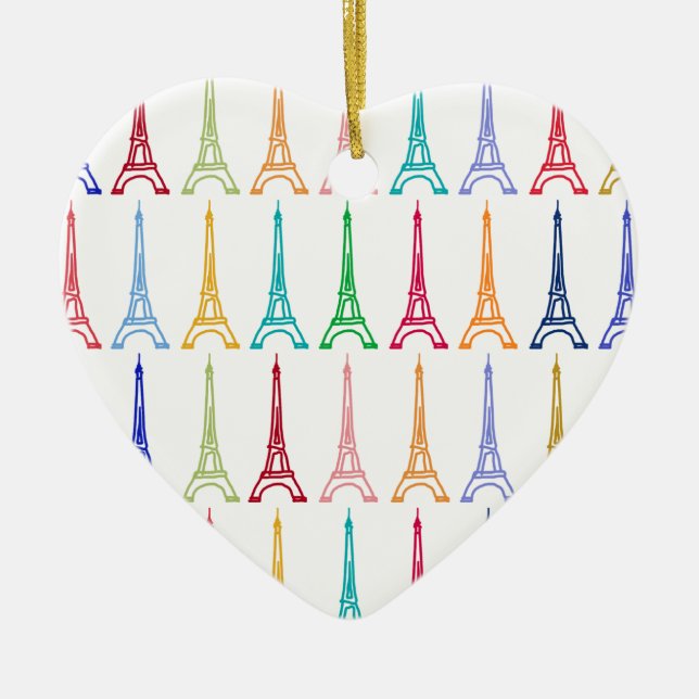 colour eiffel towers pattern ceramic tree decoration (Front)