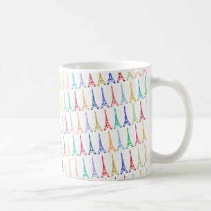 colour eiffel towers pattern coffee mug