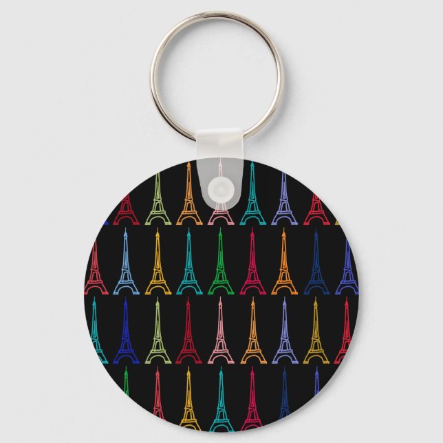 colour eiffel towers pattern key ring (Front)