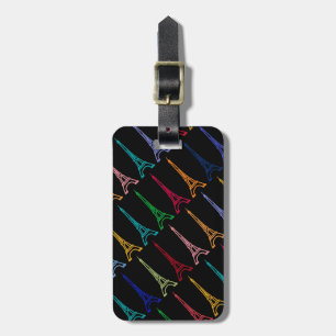 colour eiffel towers pattern luggage tag