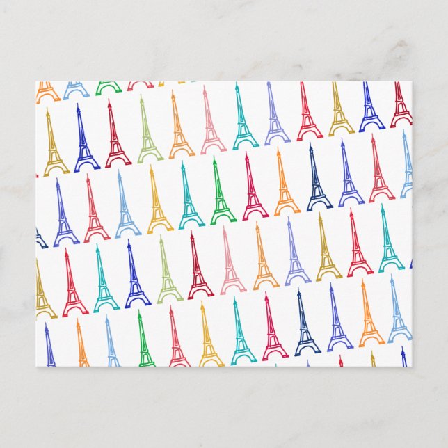 colour eiffel towers pattern postcard (Front)