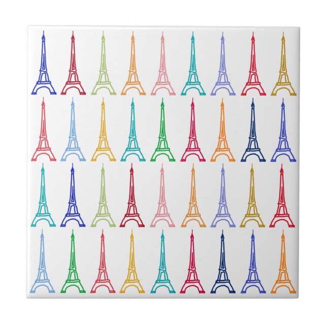 colour Eiffel Towers pattern Tile (Front)