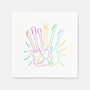 Colour Electric Guitar Lover Acoustic Guitarist Napkin