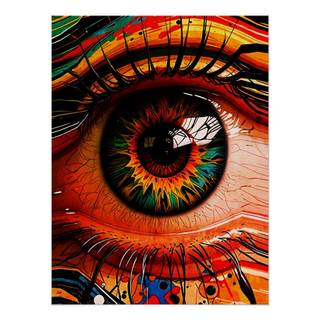 Colour Explosion Eye – Vibrant Abstract Realism Poster (Front)