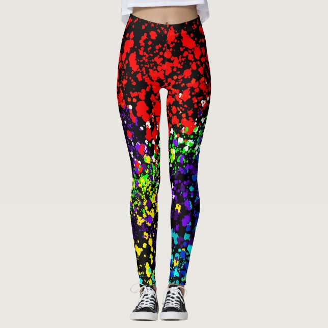 Colour Explosion Paint Blast Splatter Fashion Leggings (Front)