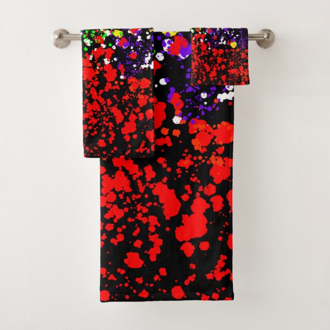 Colour Explosion Paint Dots Colourful Modern Cool Bath Towel Set (Insitu)