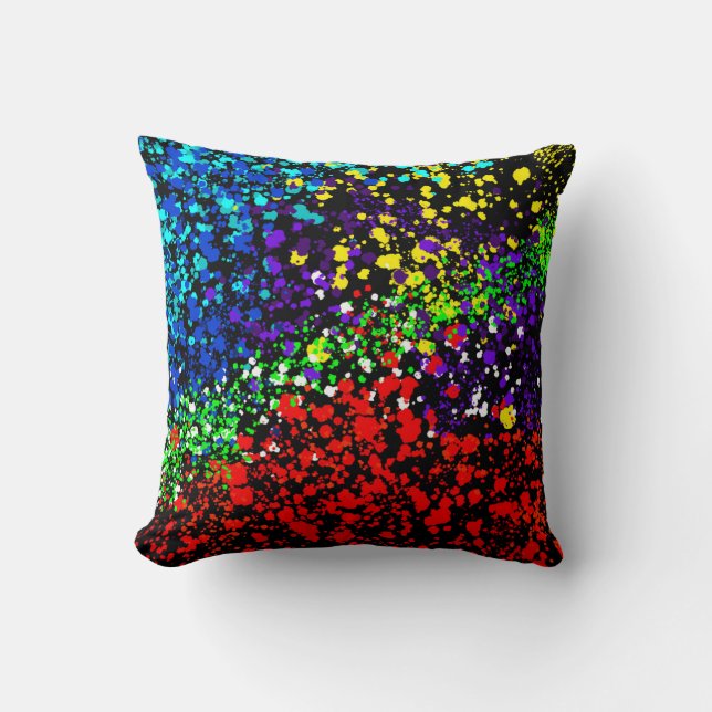 Colour Explosion Paint Dots Colourful Modern Cool Cushion (Front)