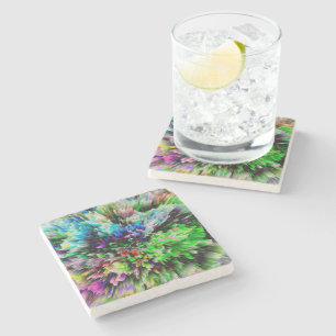 Colour Explosion With Oil Effect Stone Coaster