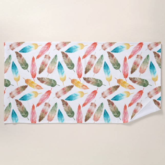 Colour Feathers Beach Towel (Front)