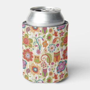 Colour Floral and Owl Can Cooler