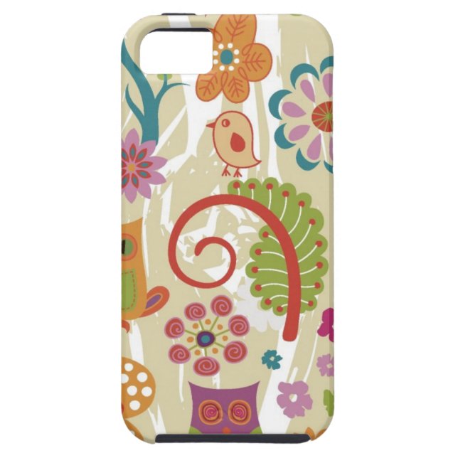 Colour Floral and Owl Case-Mate iPhone Case (Back)