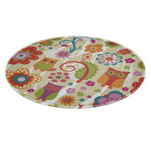 Colour Floral and Owl Cutting Board