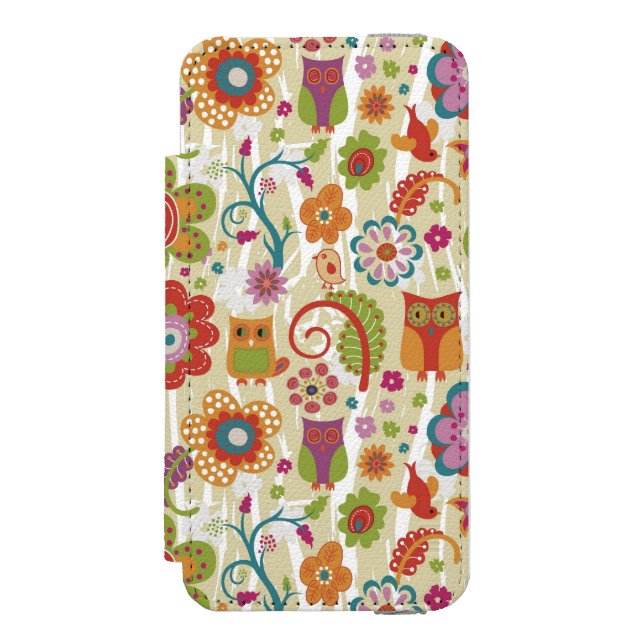 Colour Floral and Owl Incipio iPhone Wallet Case (Folio Front)