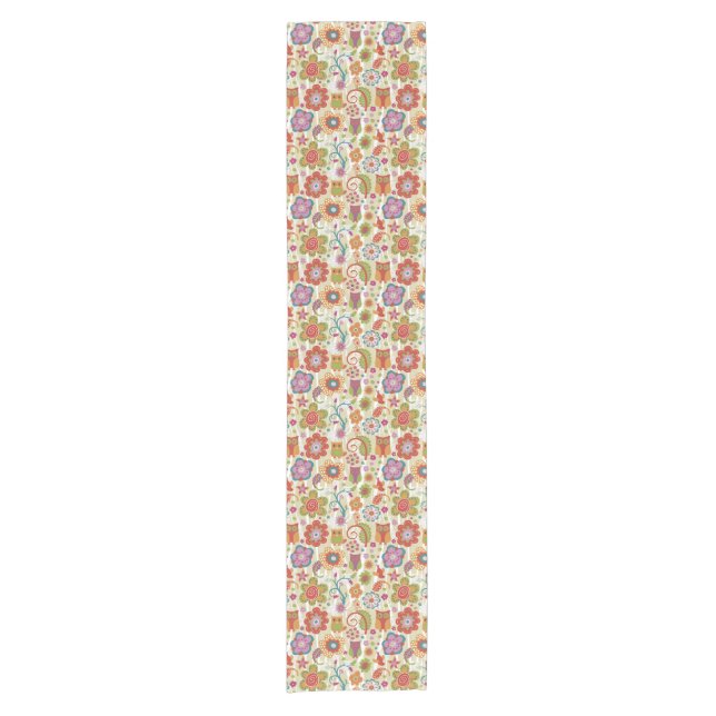 Colour Floral and Owl Short Table Runner (Front)