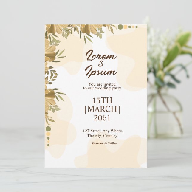 Colour Flower Simple Party Card wedding invitation (Standing Front)