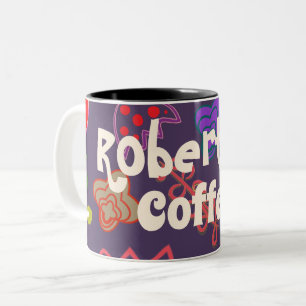Colour flowers 80s eighties style line Two-Tone co Coffee Mug