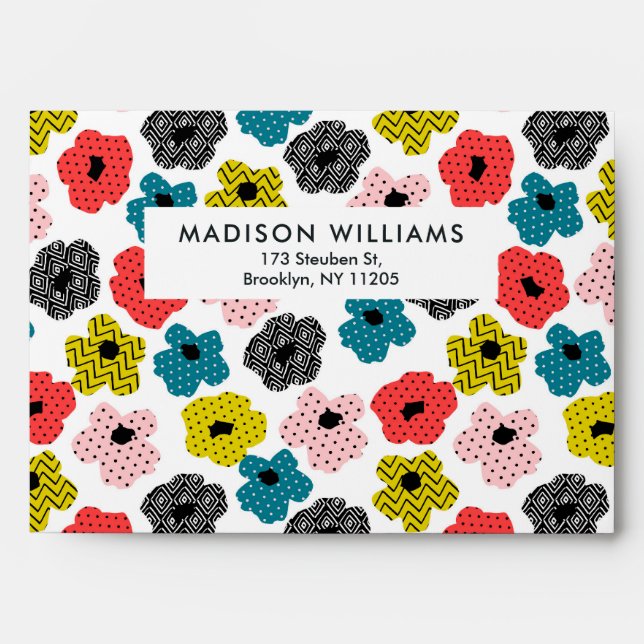 Colour Flowers Modern Minimalist Simple  Envelope (Front)